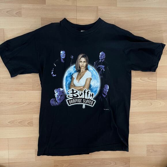 Rare 90s Buffy Vampire Slayer Villains Tee Blue Grape Tag XL NOS Double-Sided - Picture 2 of 14